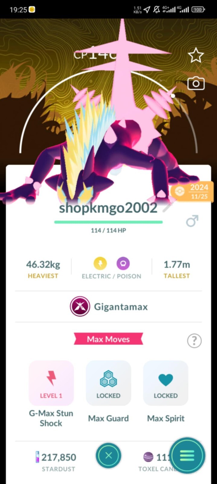 Non Shiny Gigantamax Toxtricity Background Wild Area Global – Read description