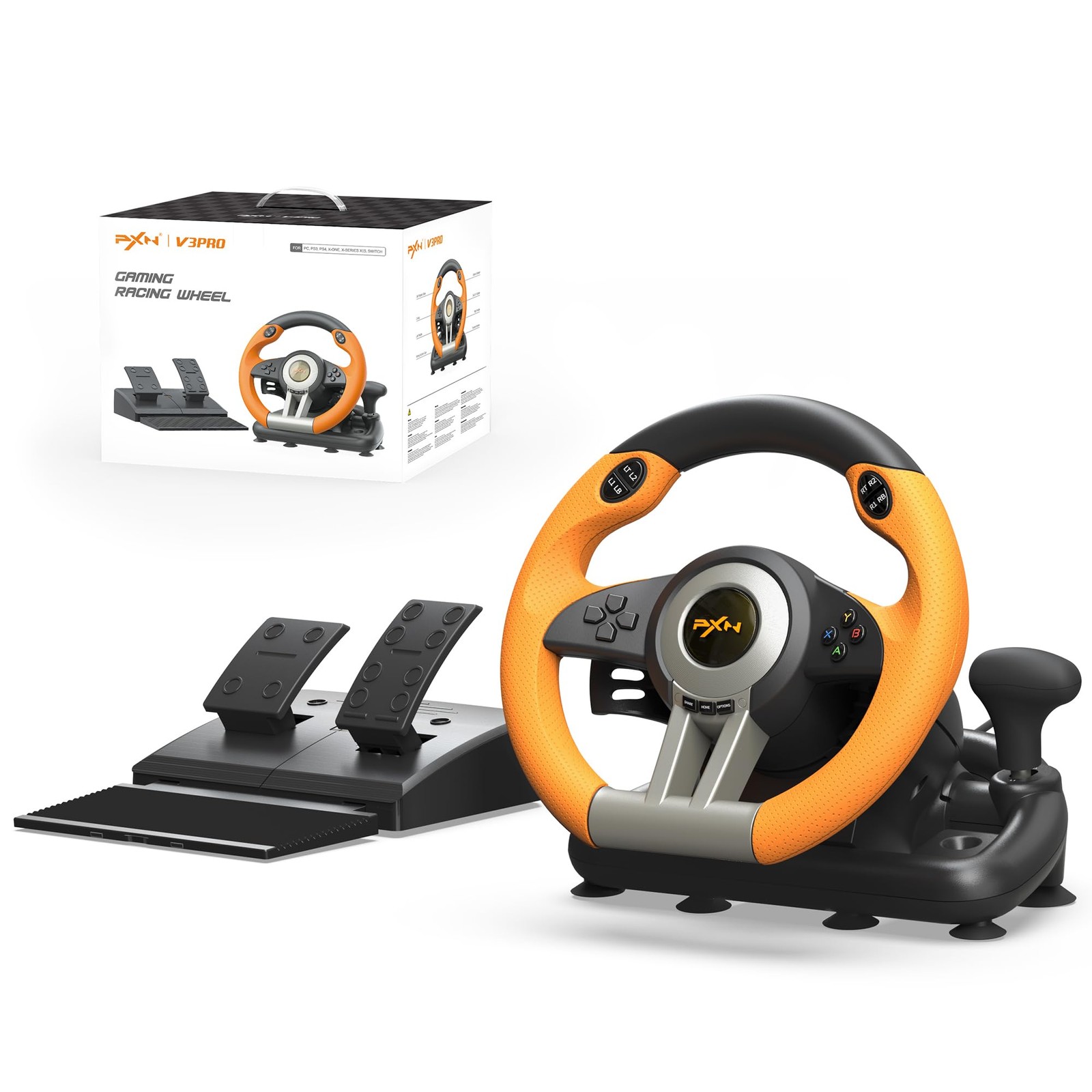 PXN PC Racing Wheel, V3II 180 Degree Universal Usb Car Sim Race Steering Wheel w
