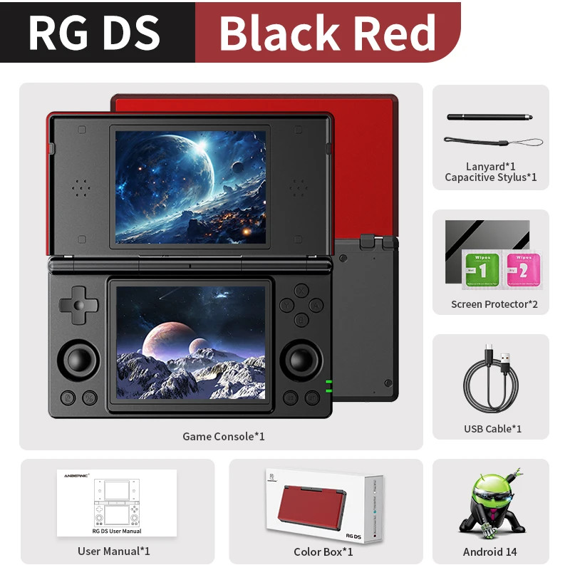 Anbernic RG DS Handheld Game Console 4″ Dual Screen Android 14 4000mAh Flip