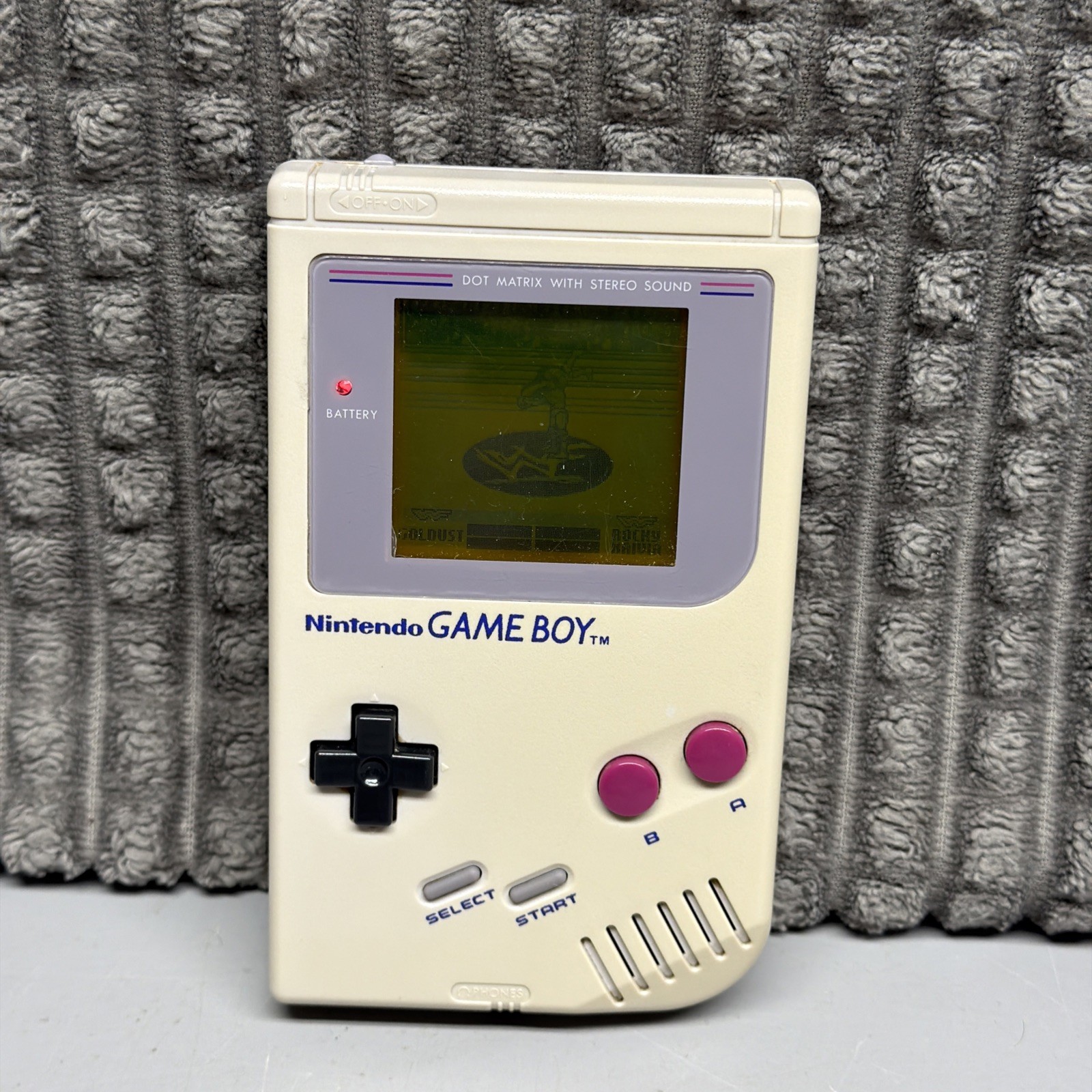 Nintendo Game Boy DMG-01 Original Gray Handheld 1989 Working + WWF War Zone