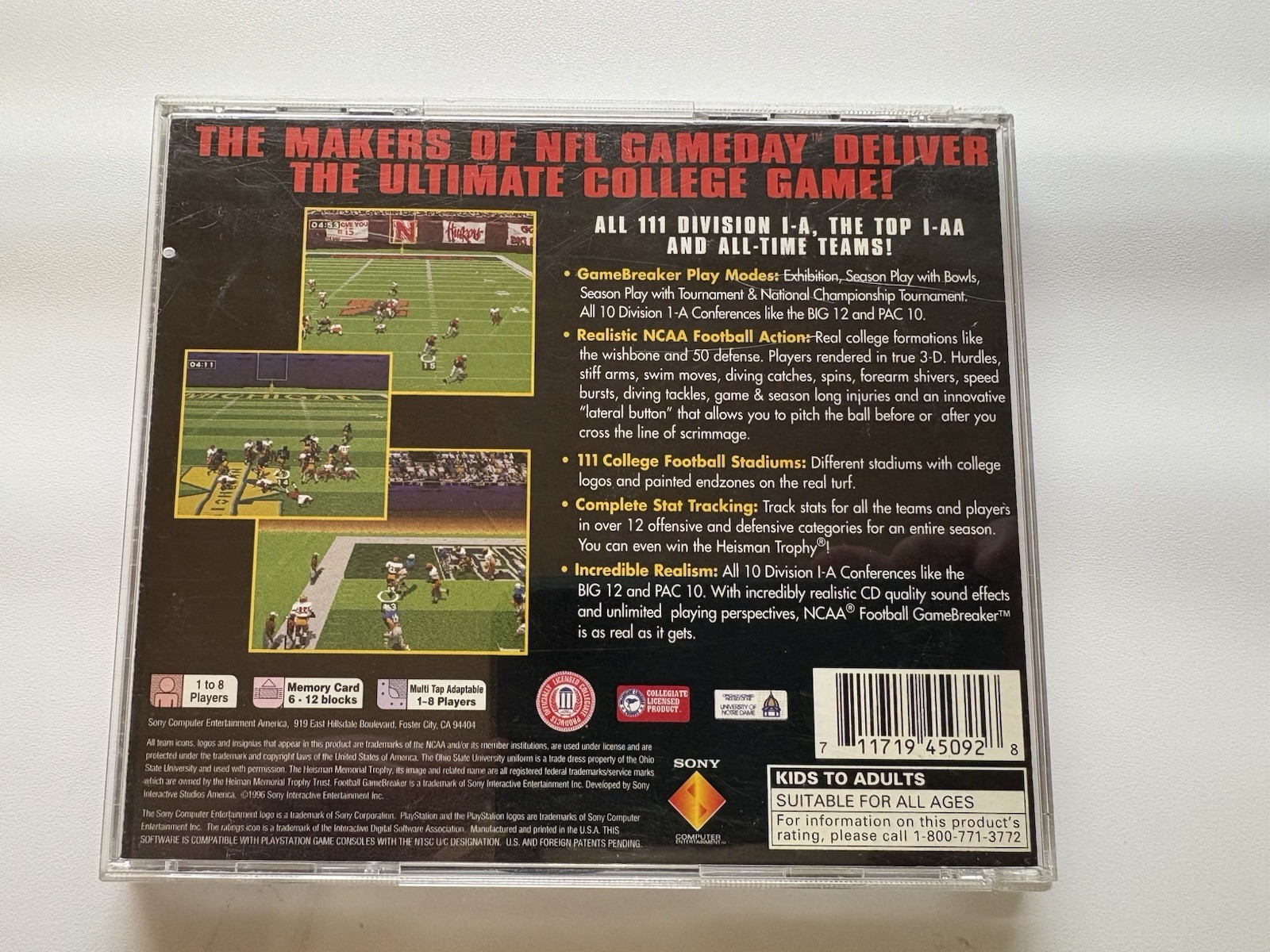 NCAA Football GameBreaker -PS1 Tested CIB Eddie George Buckeyes OSU PlayStation