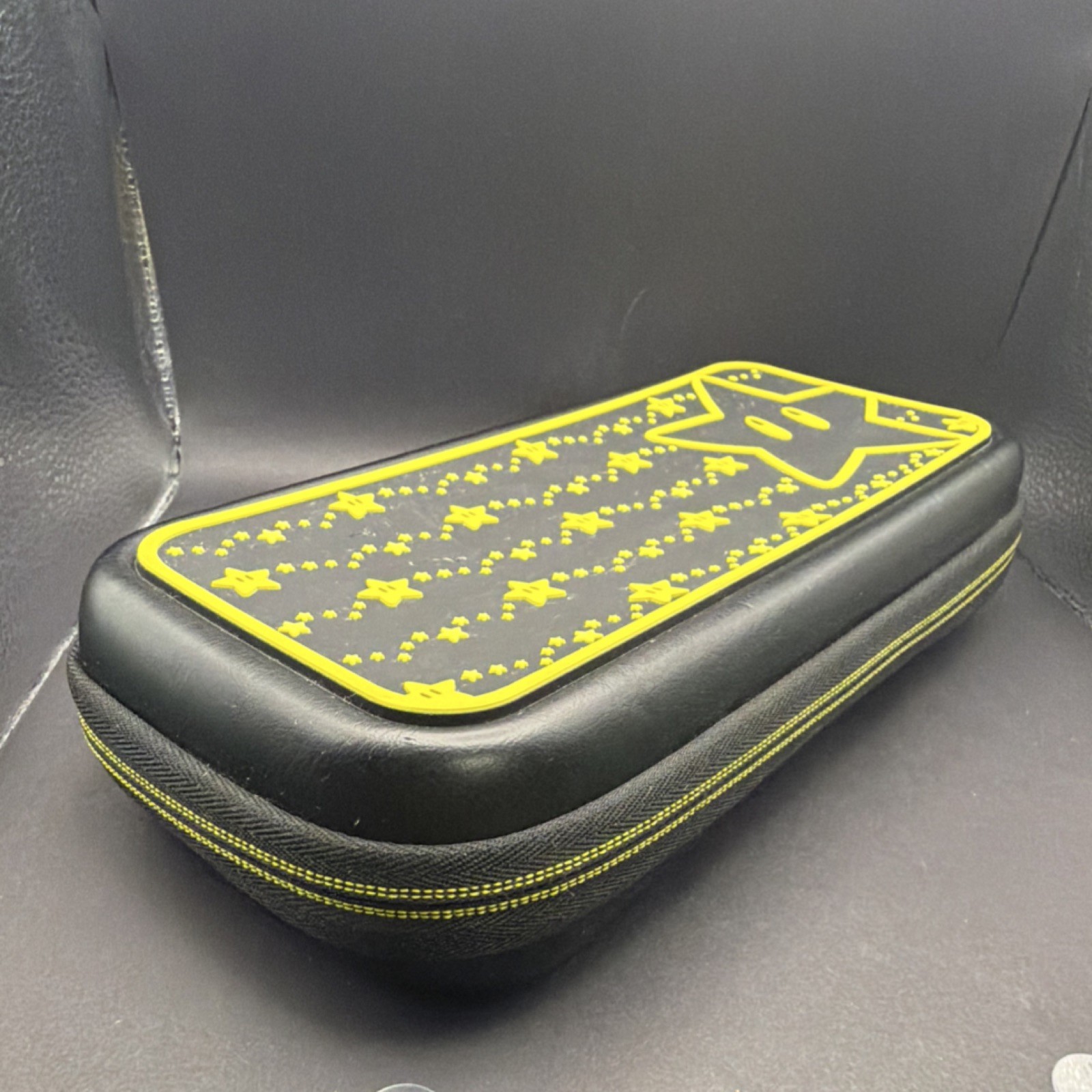 Nintendo Switch Black Yellow Star Design Padded Hard Shell Carrying Case 2023