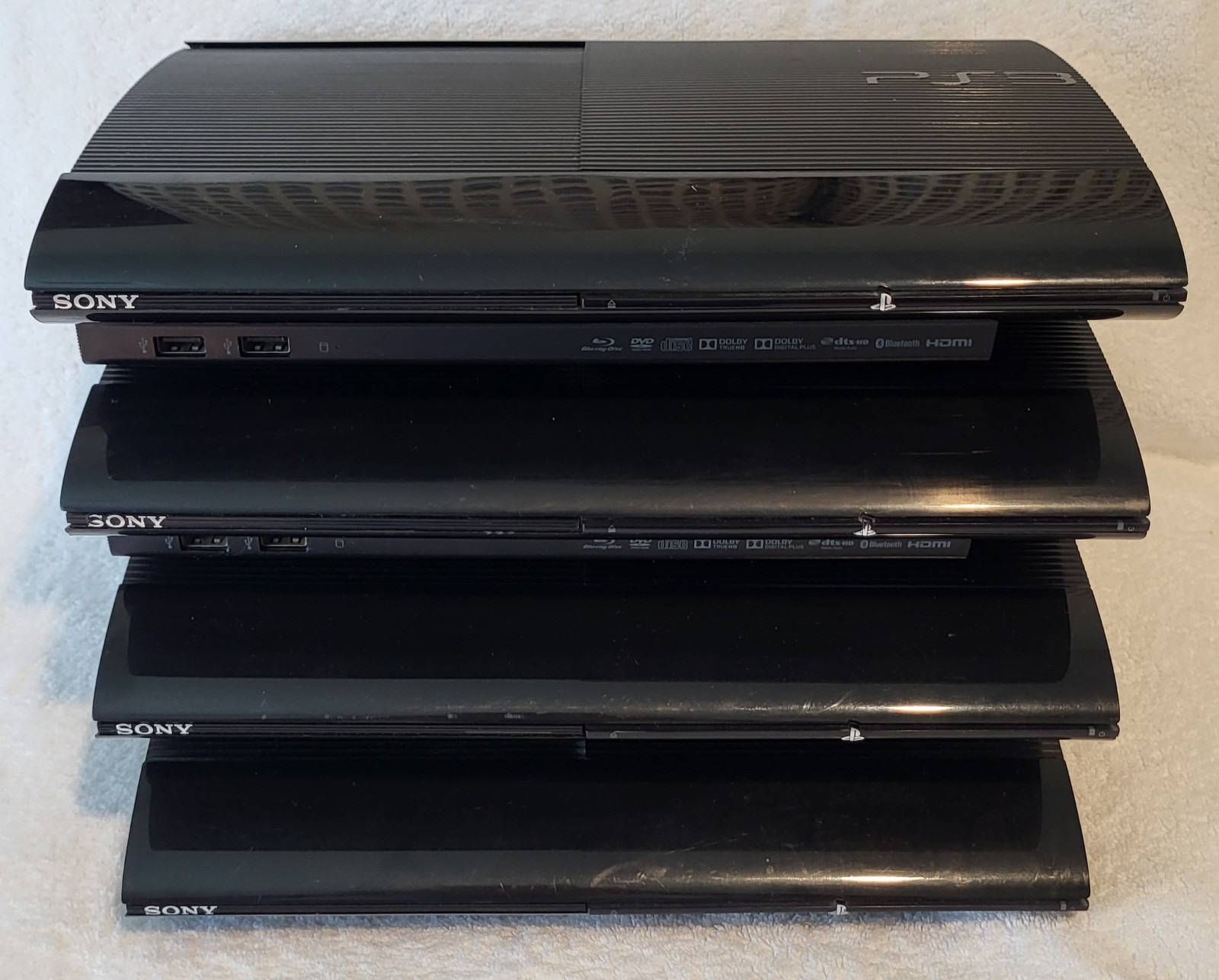Lot of 4 Sony PlayStation 3 PS3 250GB Super Slim Consoles Only Tested Working