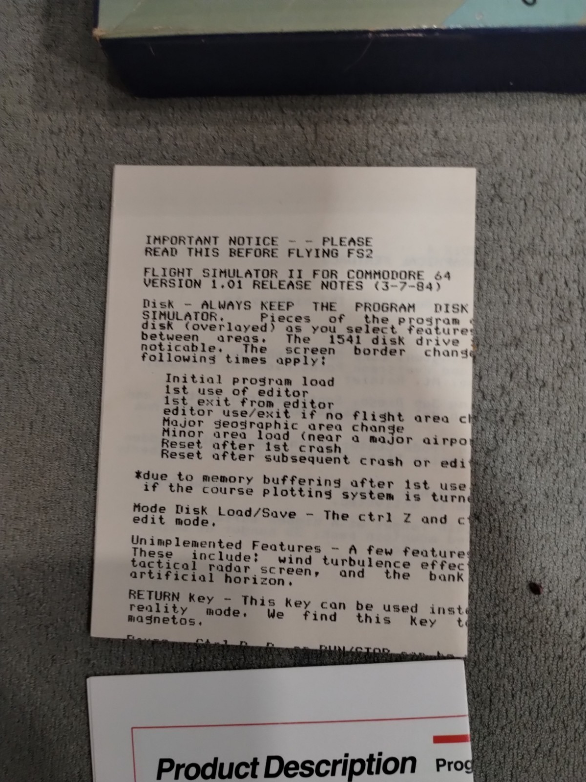 ✈️ CIB! Flight Simulator II Commodore 64 subLOGIC Tested Working – C64