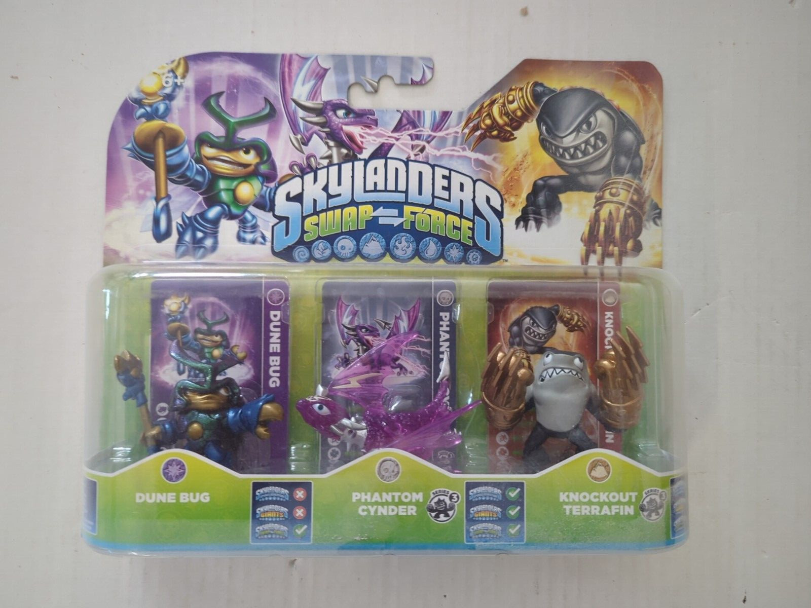Skylanders Swap Force Triple Pack – DUNE BUG PHANTOM CYNDER KNOCKOUT TERRAFIN