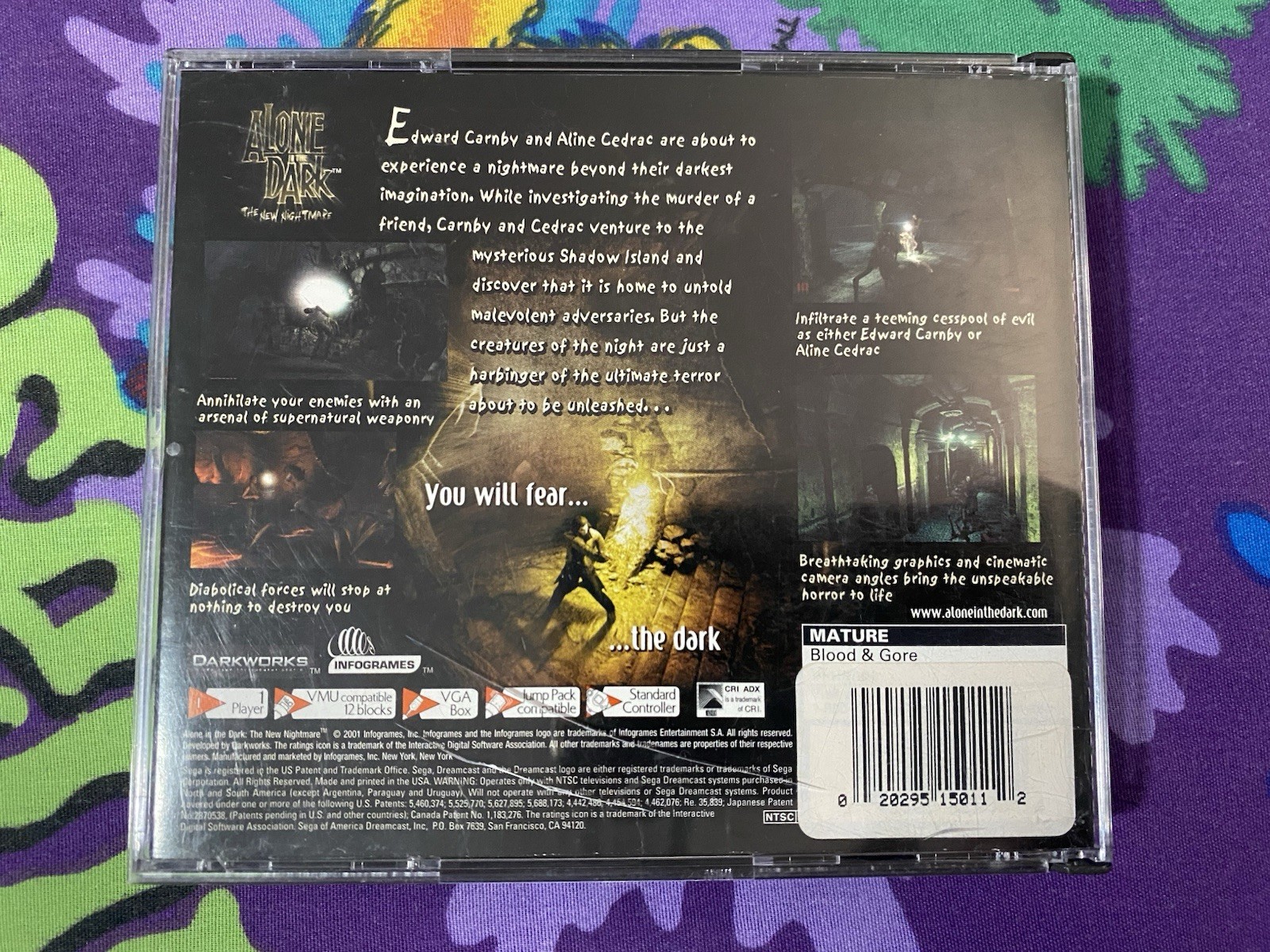 Alone in the Dark: The New Nightmare (Sega Dreamcast, 2001) w/Manual