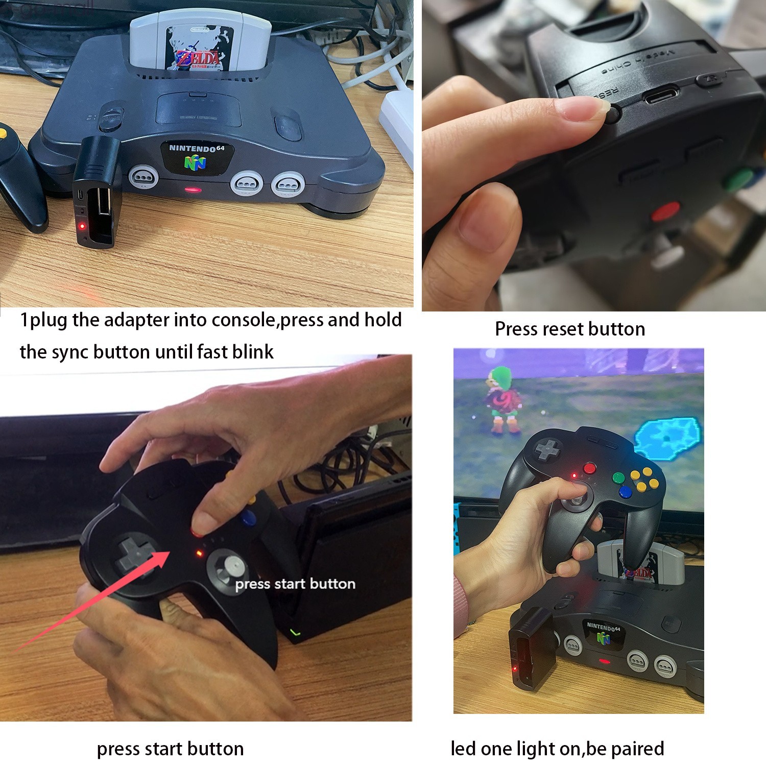 Wireless N64 Controller Remote Game Pad w/ Rumble Pak for Nintendo N64 Console