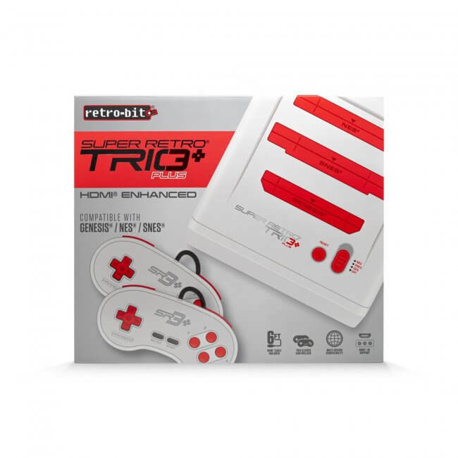 SR3 Retro-Bit Super RetroTrio+ Plus HD SNES/NES/Sega Genesis Console 720p HDMI