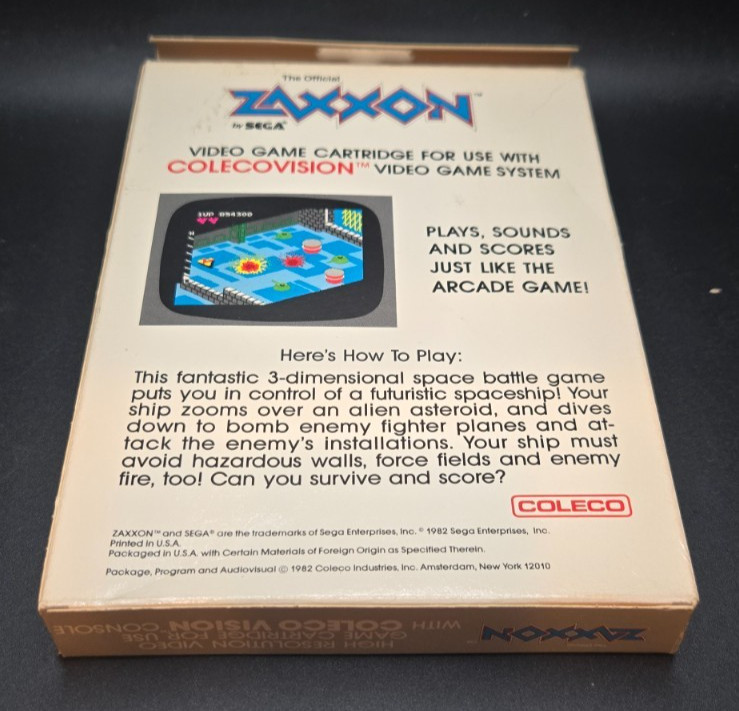 Zaxxon (Colecovision, 1982) with box and manual