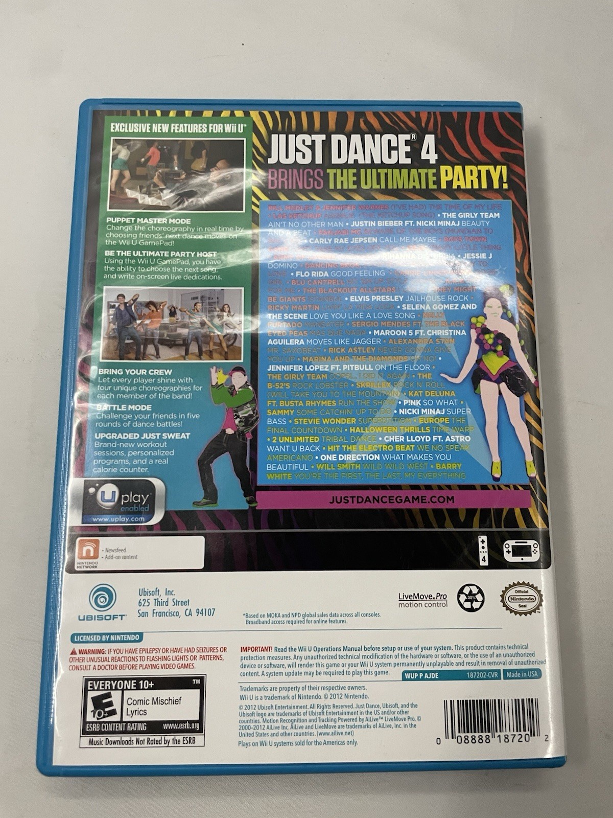 Just Dance 4 (Nintendo Wii U, 2012) Complete with Manual CIB
