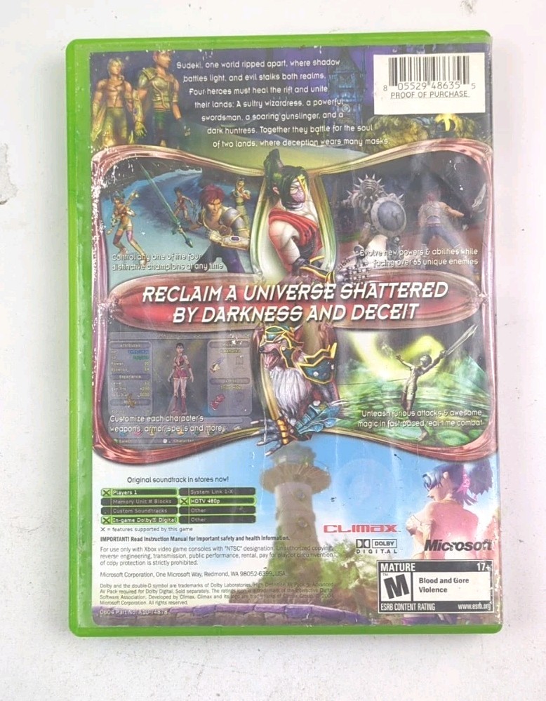 Sudeki Original Xbox No Manual WATER DAMAGE Tested Working RPG 2004 Microsoft