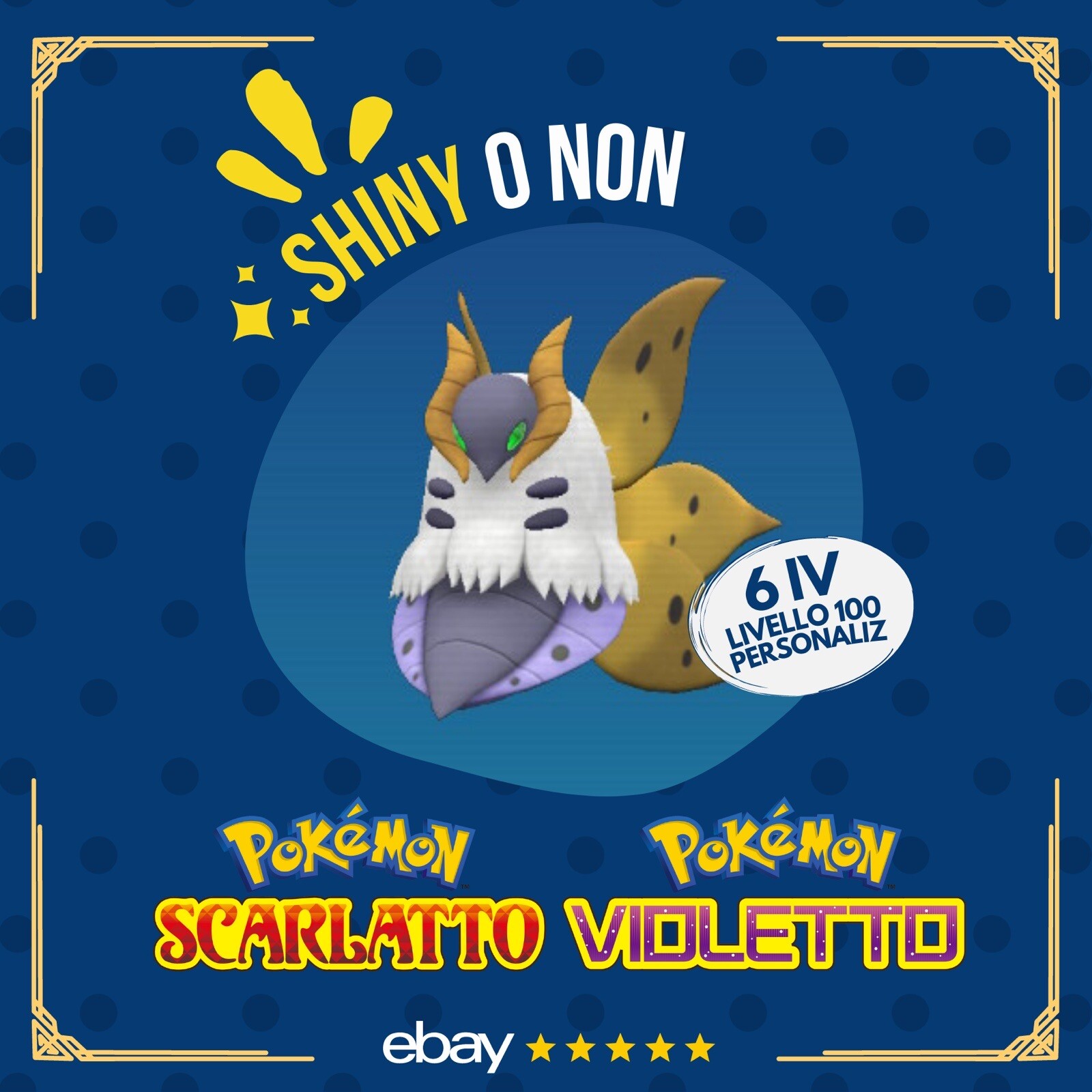 Volcarona Shiny o Non ✨ 6 IV Competitivo Custom Pokémon Scarlatto Violetto 🟠🟣