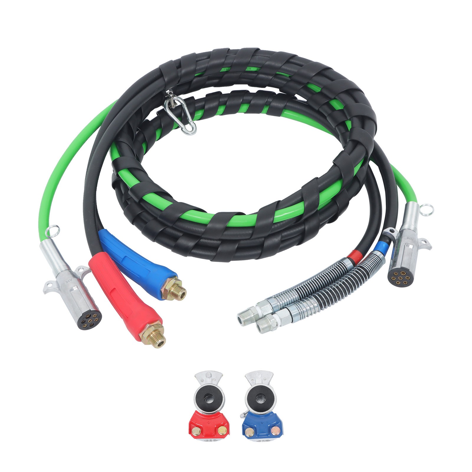For Semi Truck Tractor Trailer Air Line Hose w/Accessories 12FT 3-in-1 Wrap Set