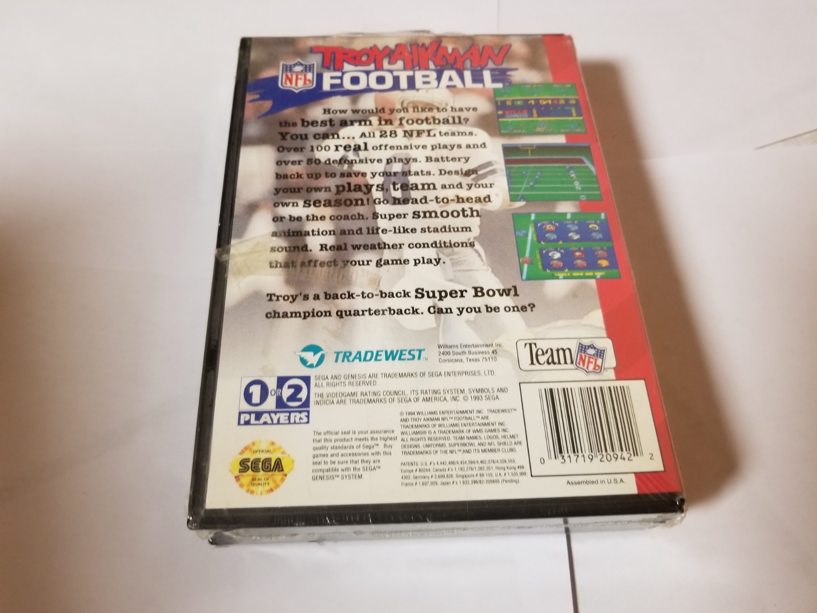 Troy Aikman NFL Football (Sega Genesis, 1994) new