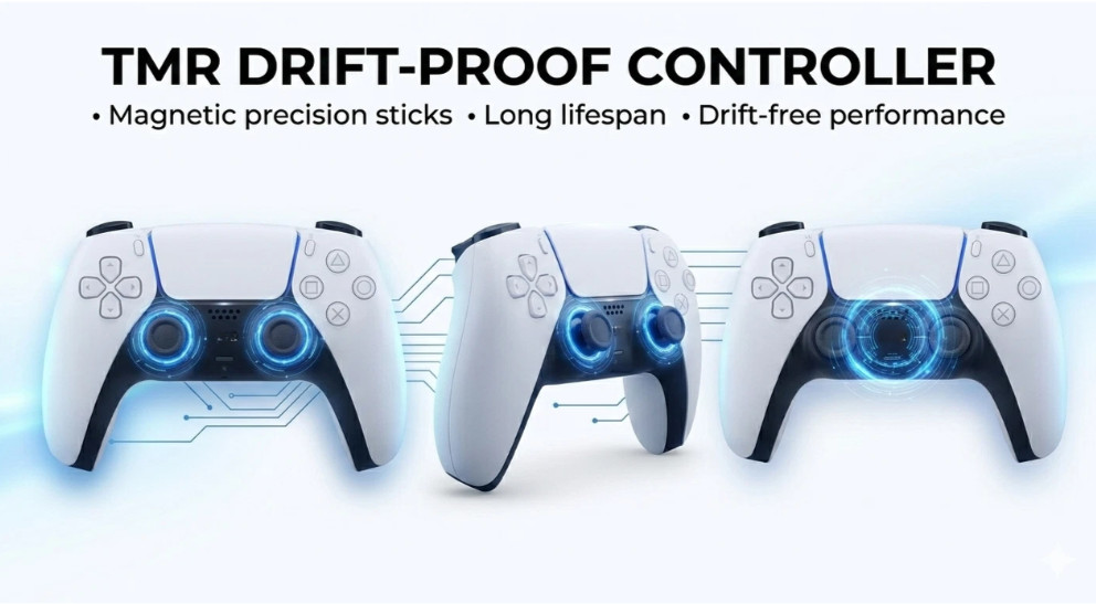Sony PS5 Controller White Drift Free – TMR JOYSTICKS ++