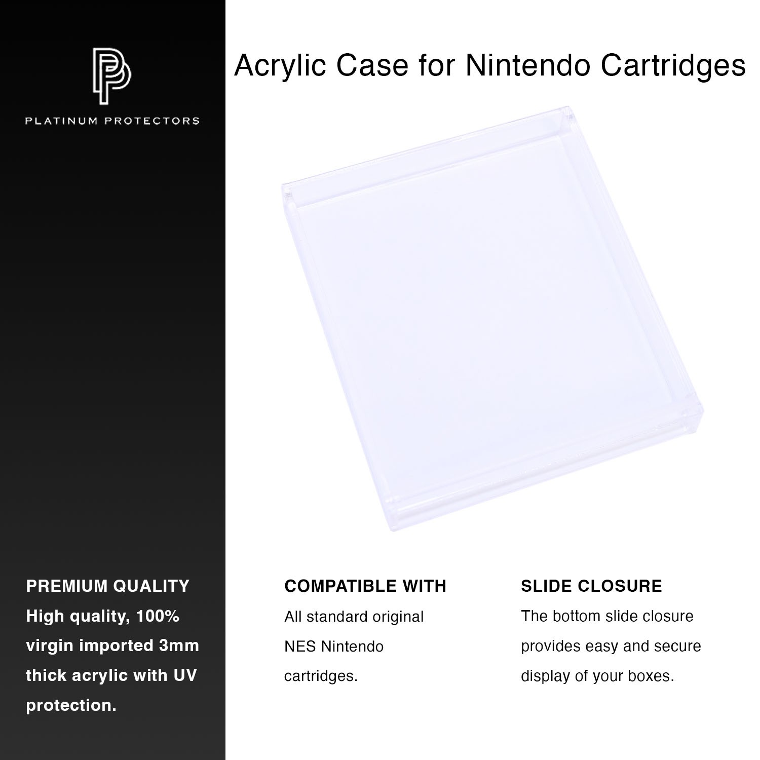 Acrylic Display Case for Nintendo Game Cartridges NES Premium UV Protection
