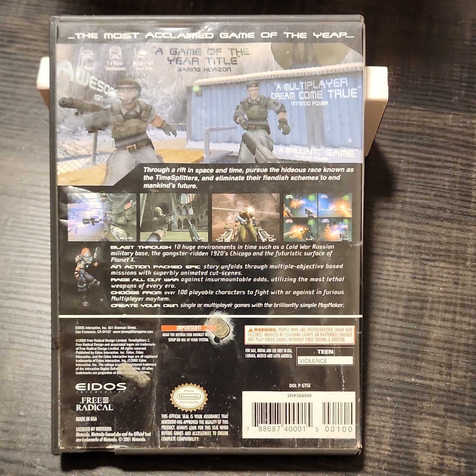 Eidos TimeSplitters 2 Nintendo GameCube NTSC-U/C T Game w/ Case