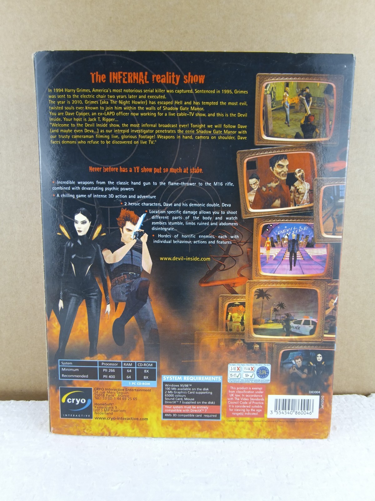 The Devil Inside PC Big Box Cryo 2000 Horror Action Adventure New Old Stock