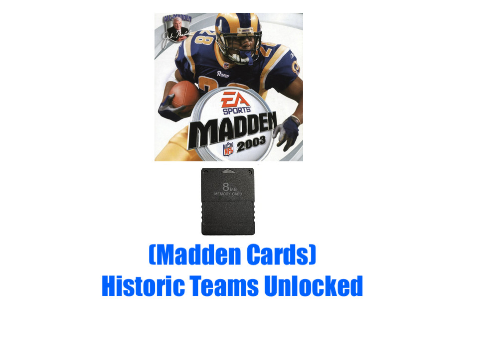 Madden NFL 2003 Historic Teams Unlocked Madden Cards Save File PlayStation 2 PS2