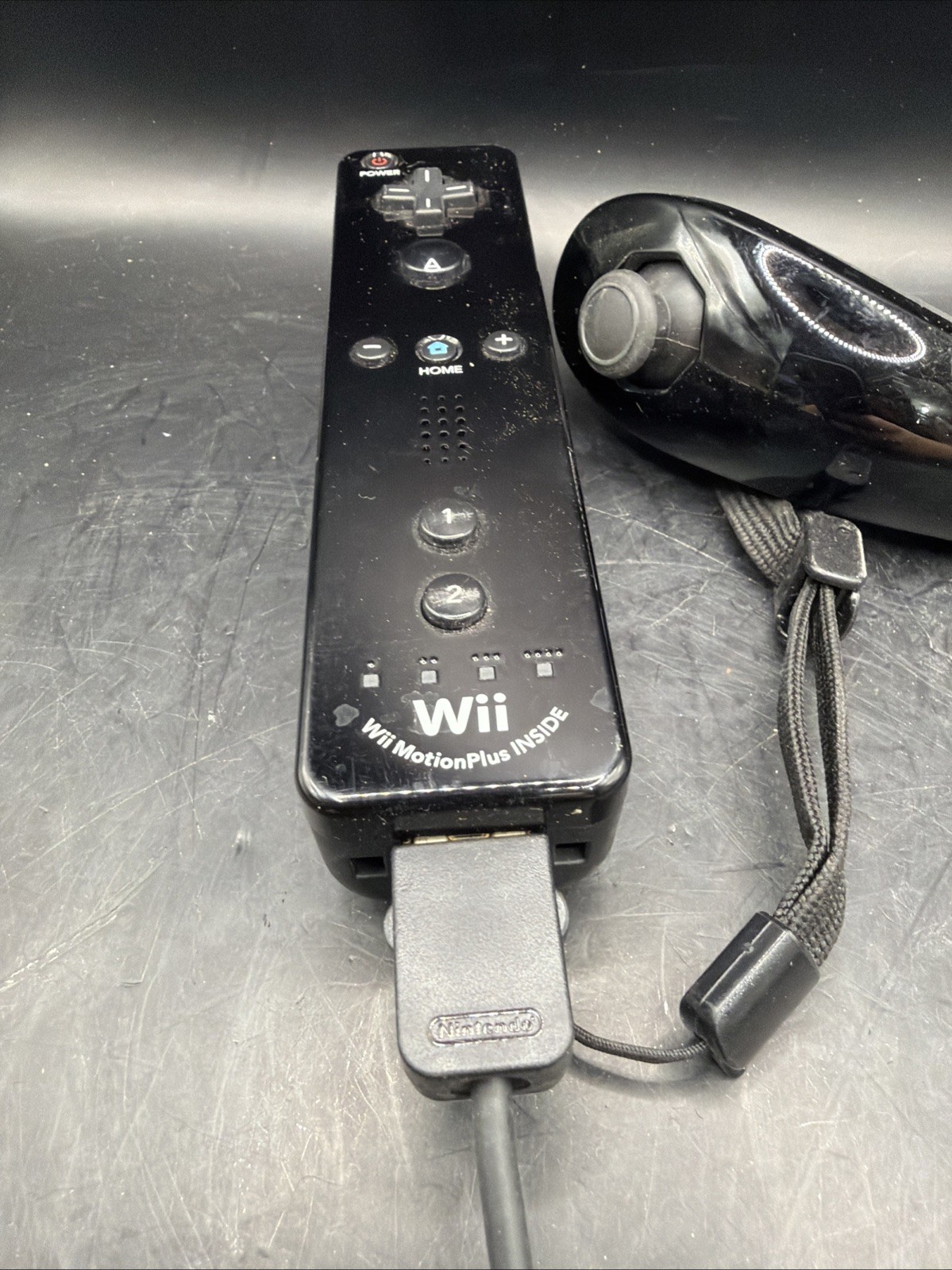 Nintendo Wii RVL-036 Motion Plus Black Remote Controller with Nunchuck Tested
