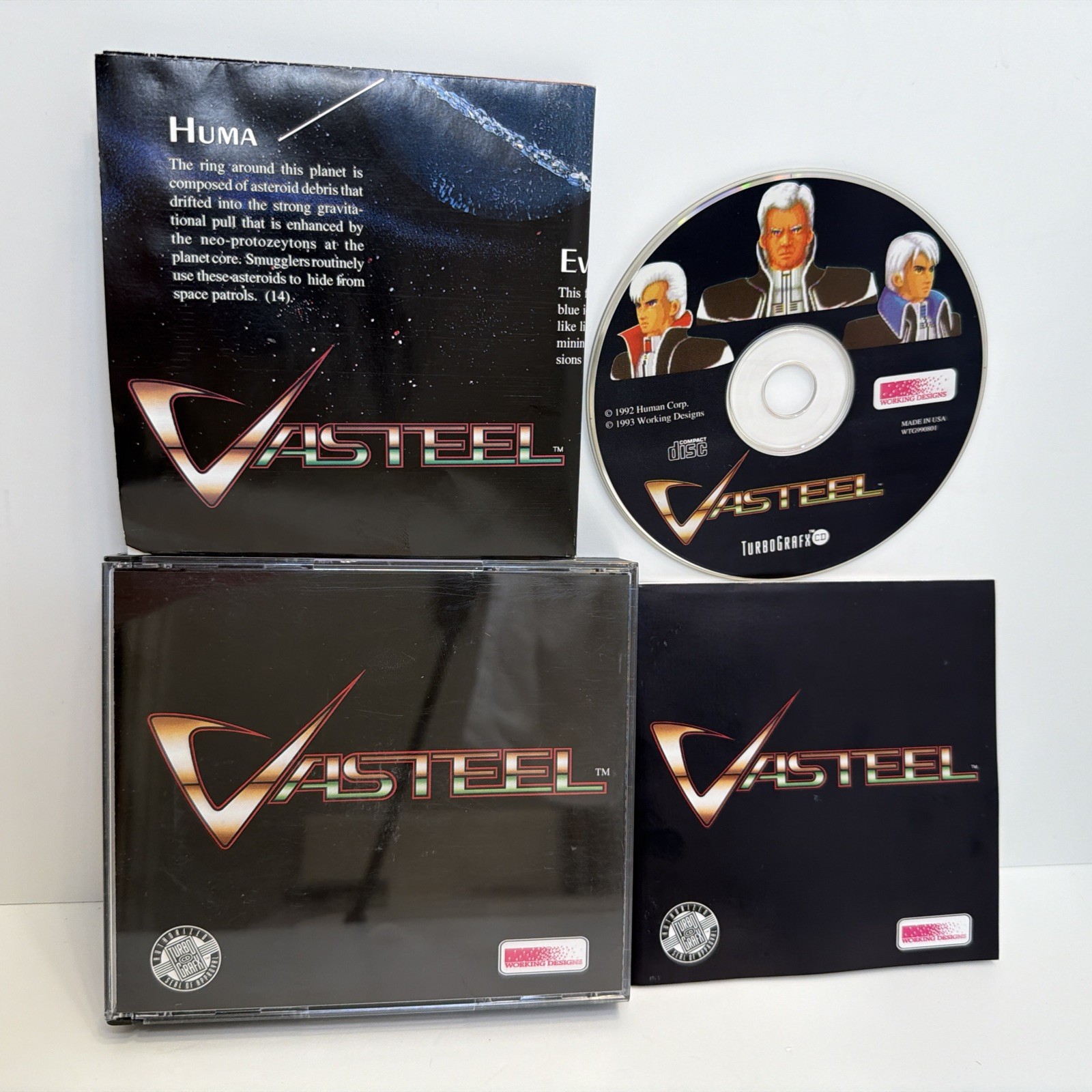 Vasteel TurboGrafx-16 CD PC Engine Tested Complete CIB W/ Map Poster MINT Disc