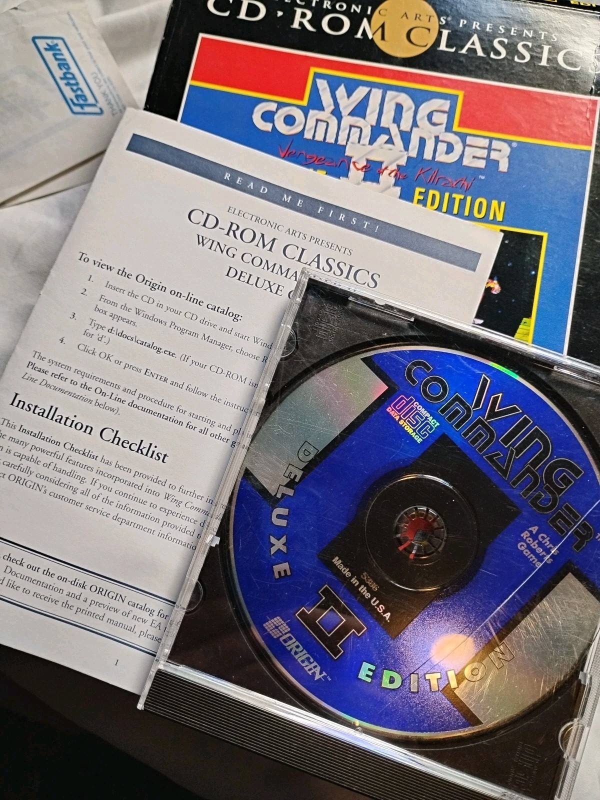 Wing Commander Original Origin PC Big Box 1990 IBM 5.25″ Disks DOS RARE +Wc2/Cd