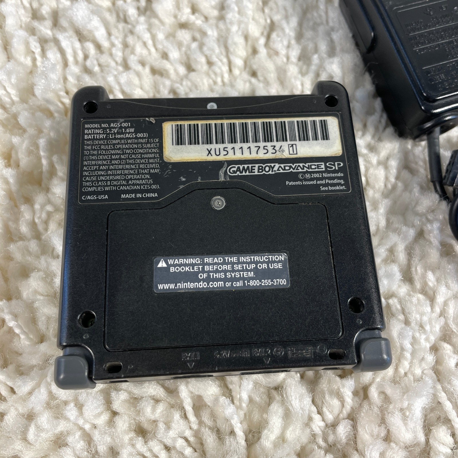 Nintendo Gameboy Advance GBA SP Onyx Black Handheld System Console AGS-001 Works