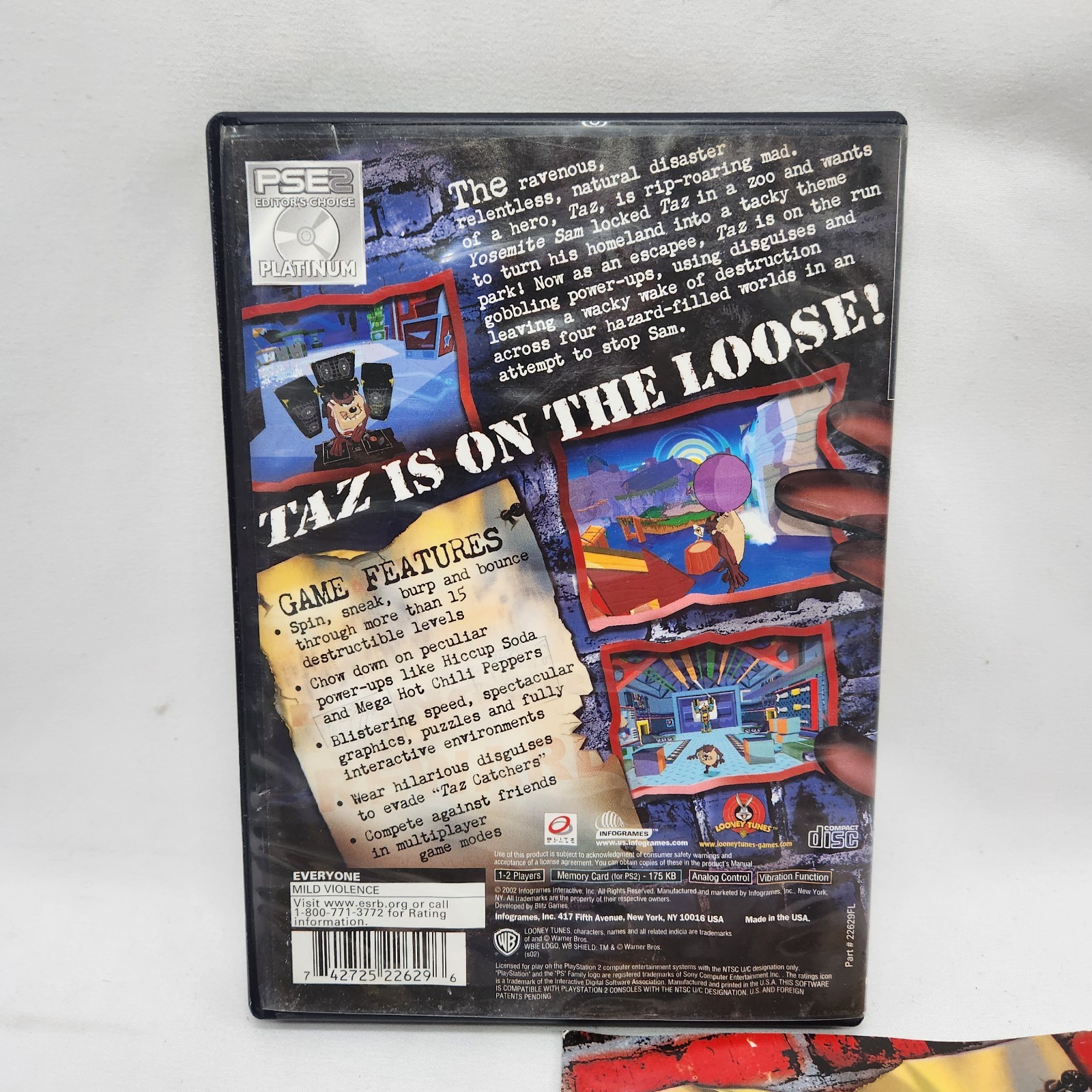Taz: Wanted Sony PlayStation 2 PS2 Warner Bros Arcade Video Game Complete