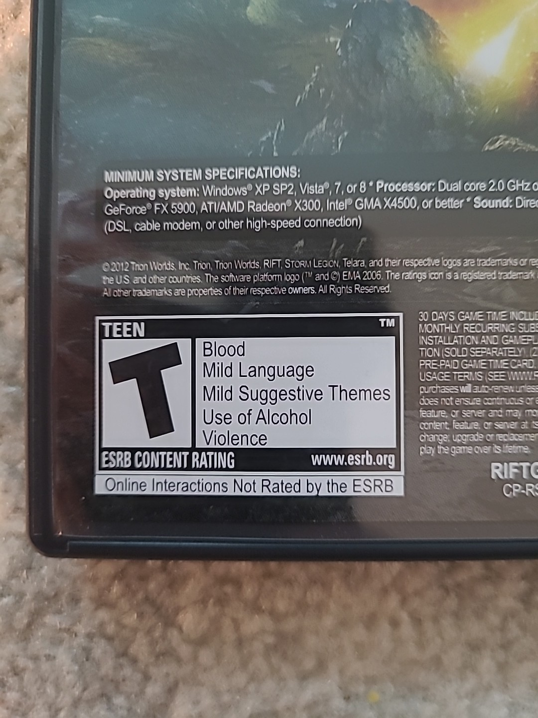 RIFT Storm Legion PC DVD ROM Online Software Game Trion New