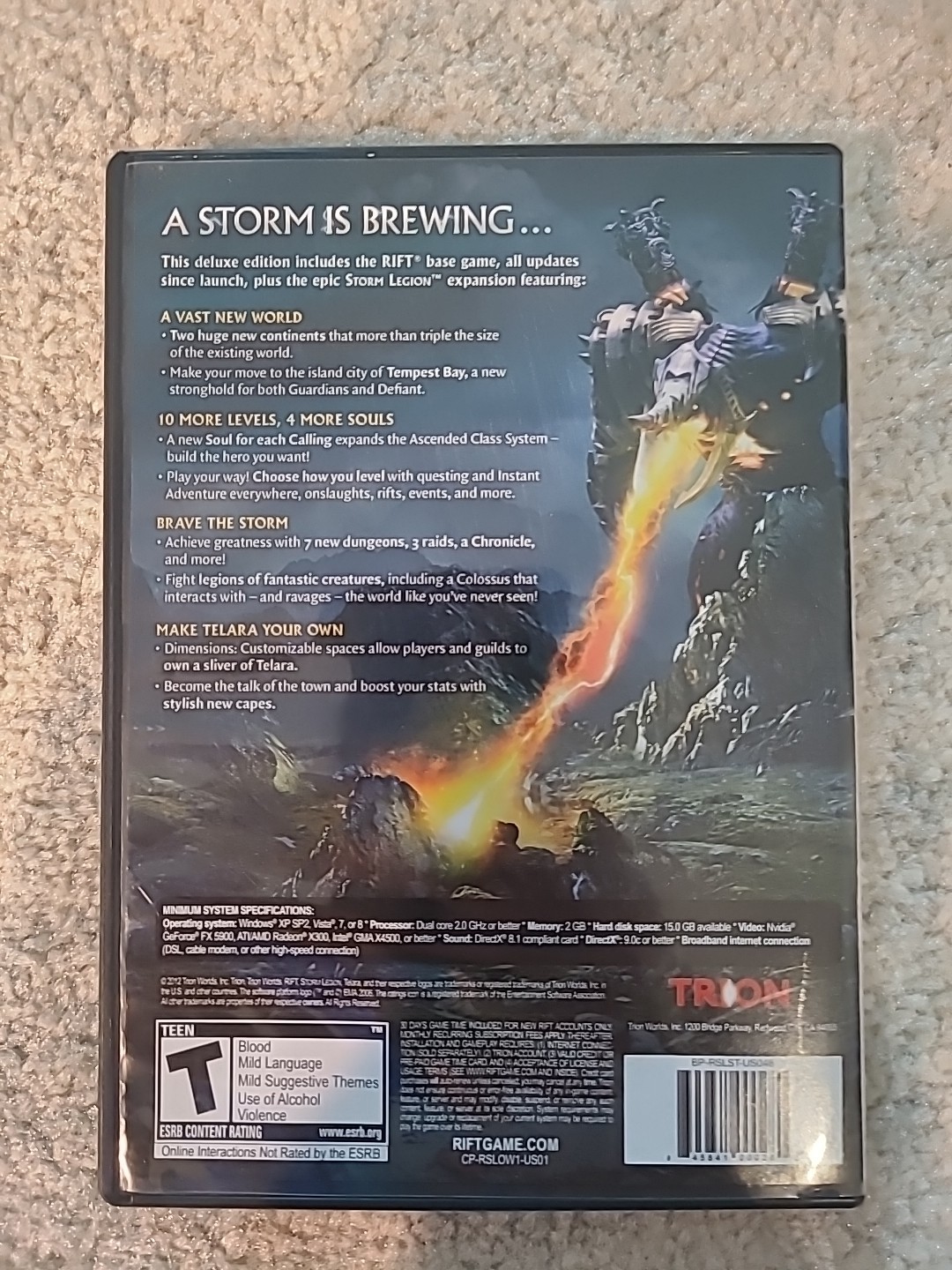 RIFT Storm Legion PC DVD ROM Online Software Game Trion New