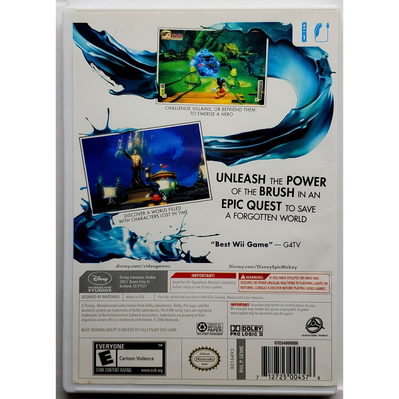 Epic Mickey – Nintendo Wii Pristine Authentic Tested Game 180 Day Guarantee