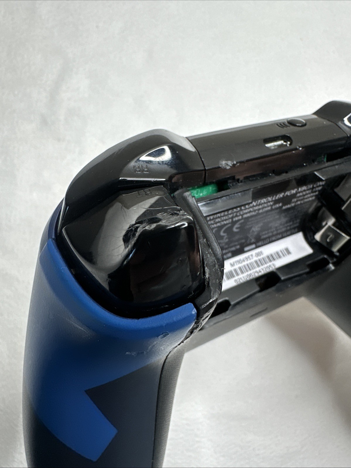 Microsoft Xbox One Wireless Controller Model 1708 Blue Black -DAMAGED