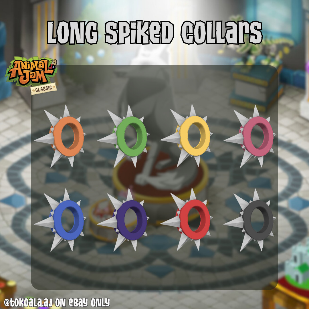 Animal Jam Classic AJC Rare Long Spiked Collars [READ DESCRIPTION]