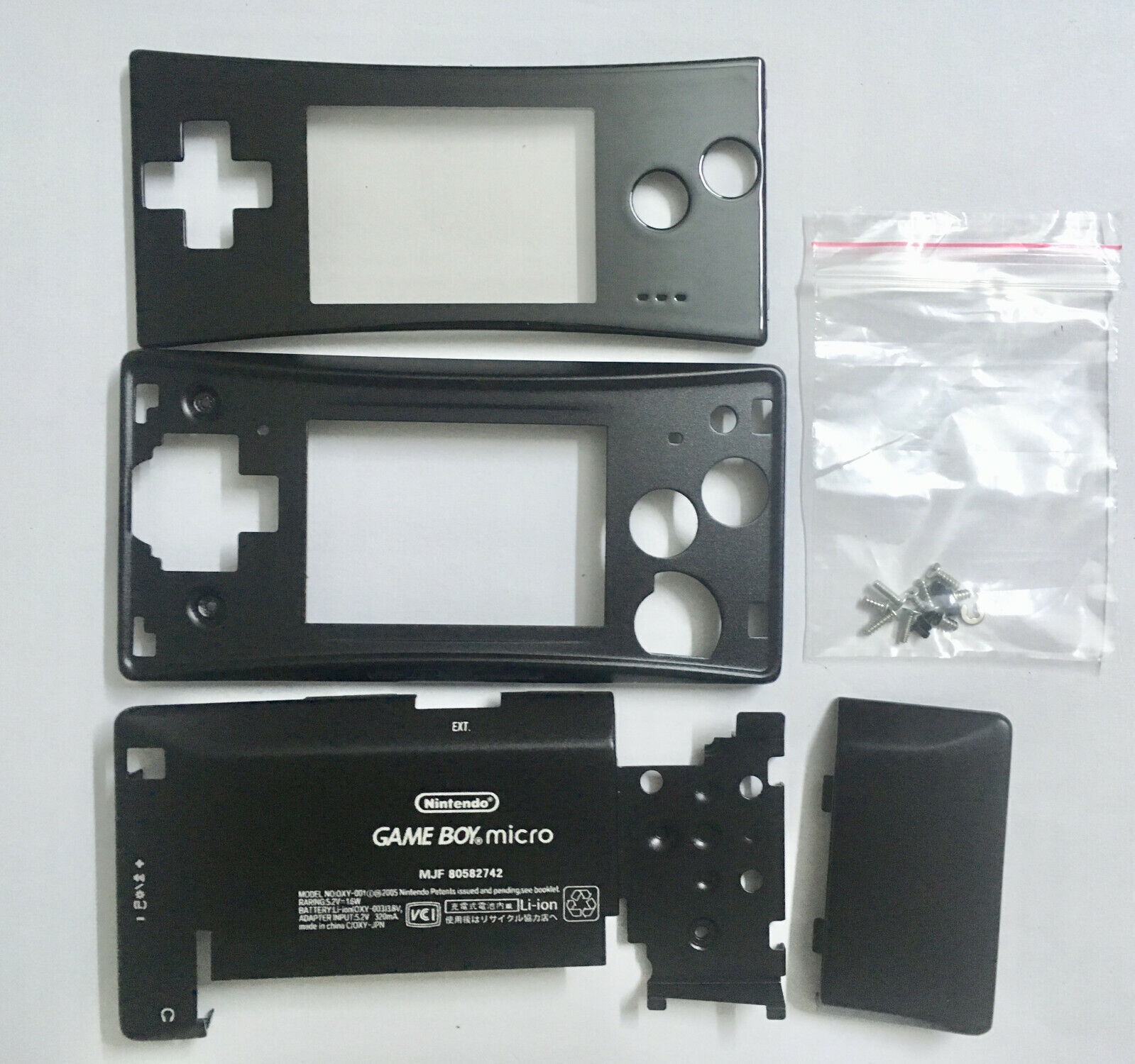 4 in 1 Metal Full Housing Shell Case Cover for Nintendo Gameboy Micro GBM Black