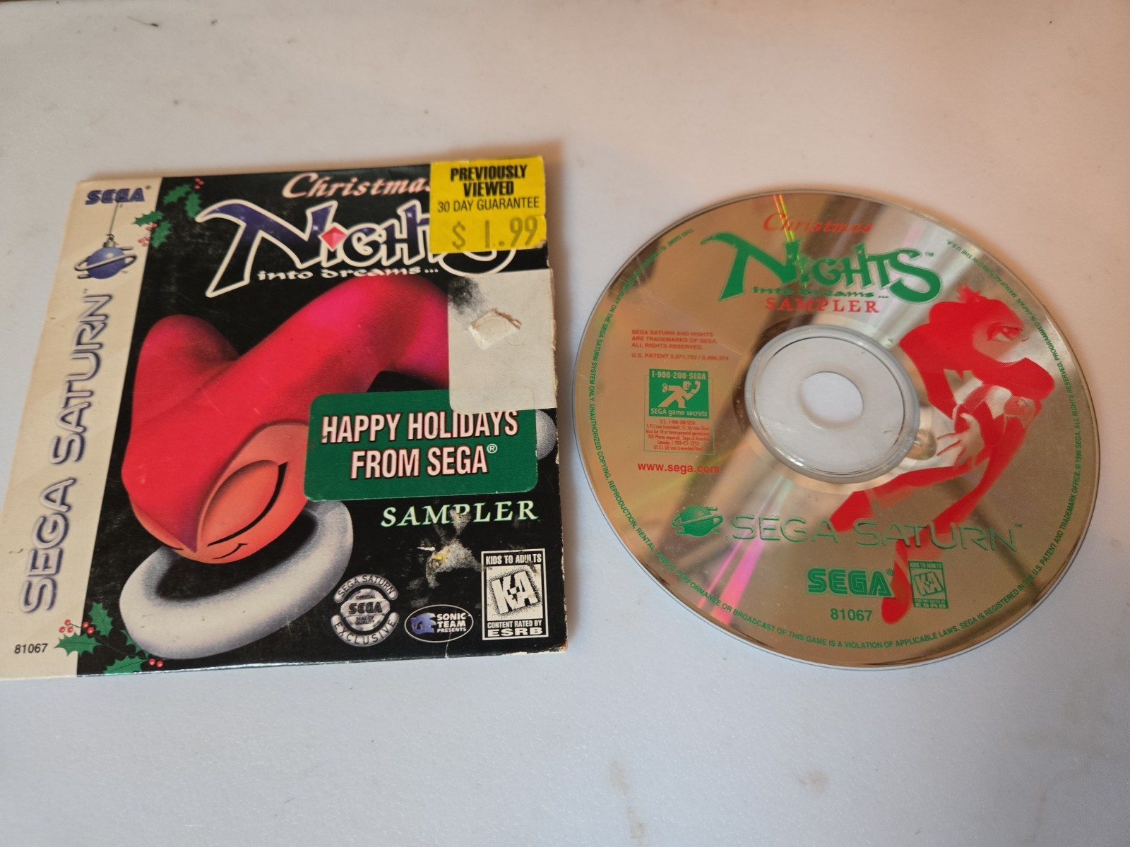 Christmas Nights Into Dreams Sega Saturn, 1996 Sampler Disc US Vers. See Pics