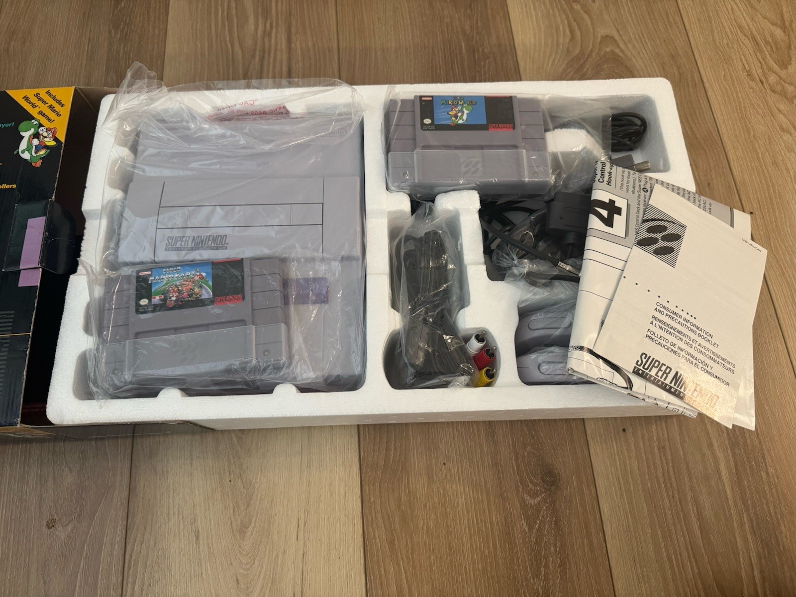 SNES SUPER NINTENDO SUPER MARIO KART CONSOLE SET CIB *Excellent Condition*