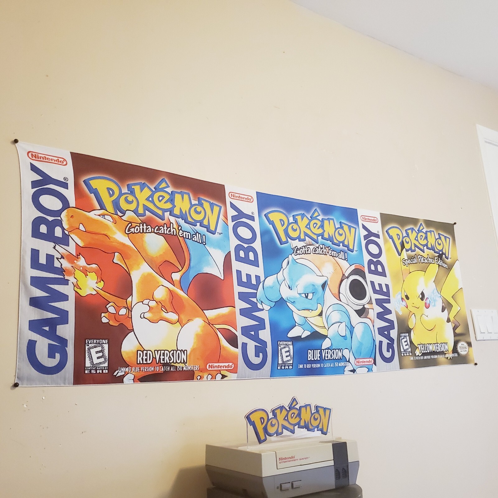 Pokémon Red Blue Yellow tapestry flag Gameboy box art covers Pikachu banner
