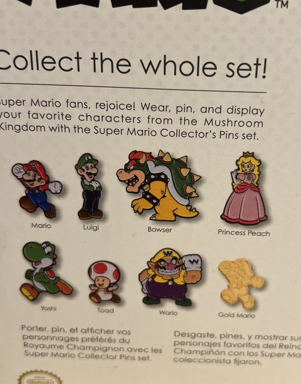 NEW! Nintendo Super Mario Collector Pins Series 1 Pack of 12 Including Display