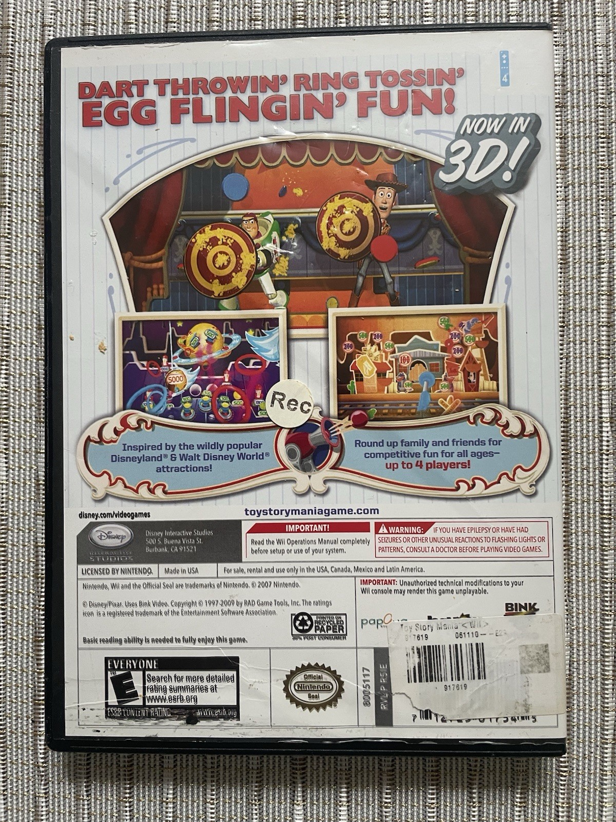Toy Story Mania! Nintendo Wii Party Family/Kids 2009 E Complete Manual NTSC-U/C