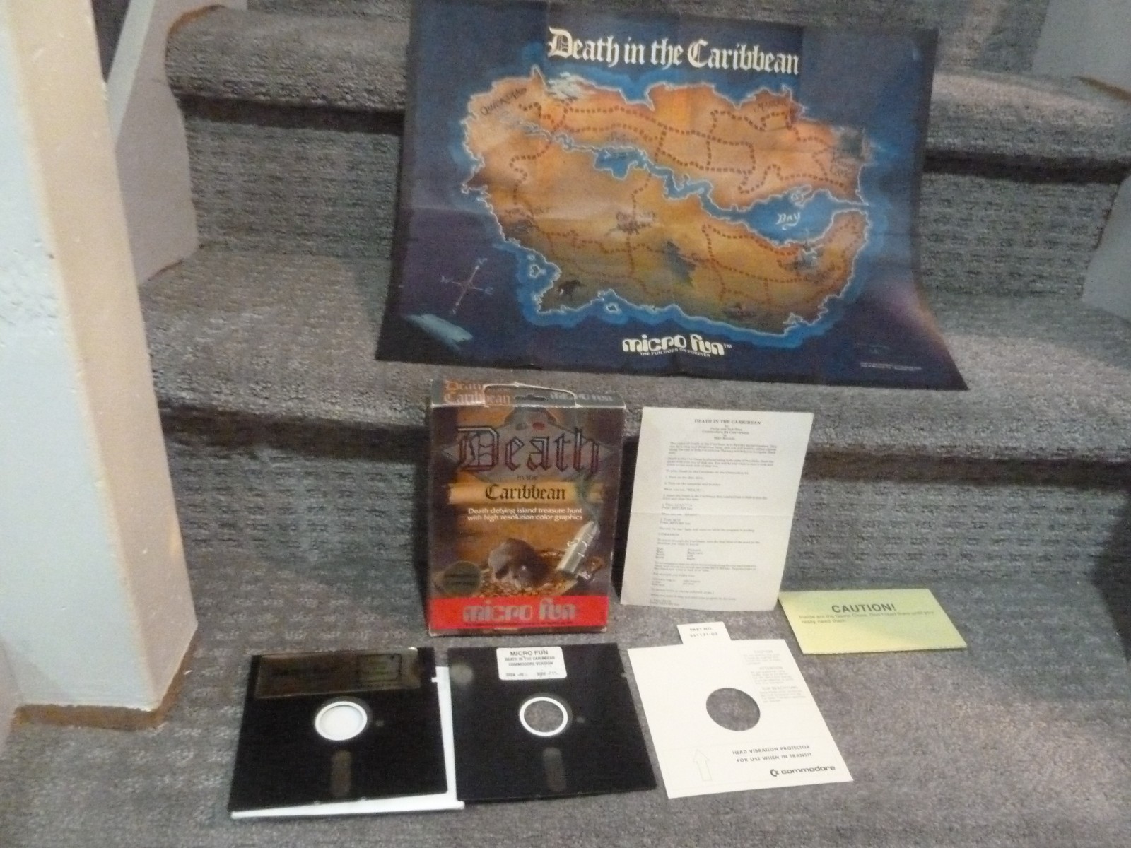 1983 Death in the Caribbean Commodore 64 Disk Complete RARE vintage game