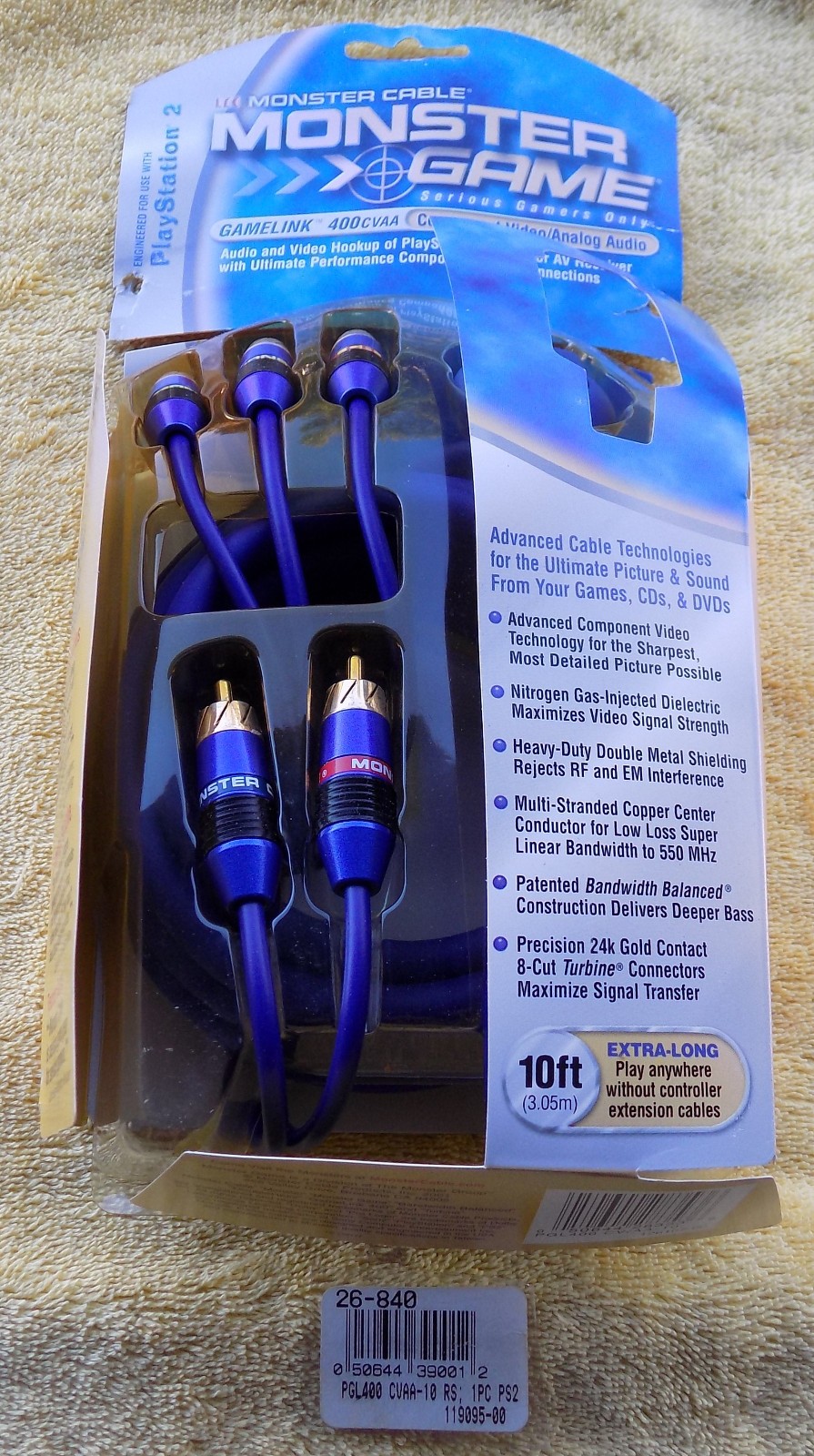 Monster Cable GameLink 400CVAA Gold Component PS2 A/V Cable – NWO Blister Pack