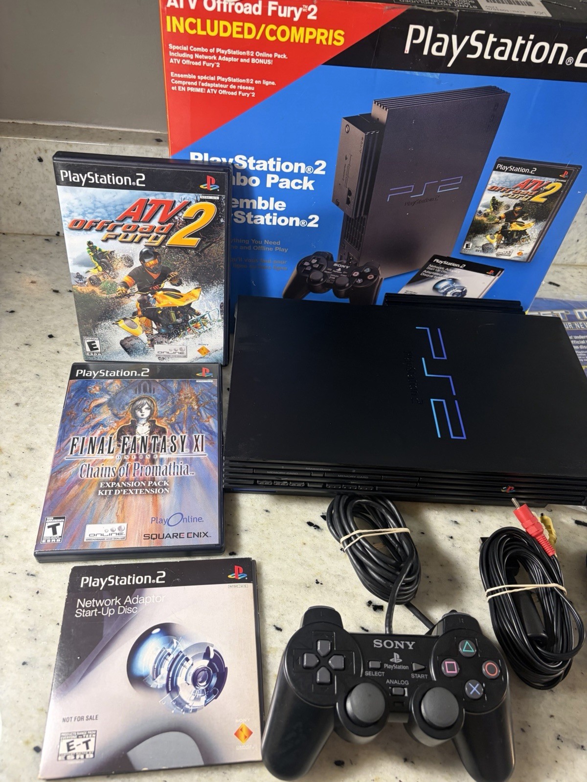 PlayStation 2 Fat ATV Offroad Fury 2 Combo Pack CIB + Network Adapter Bundle