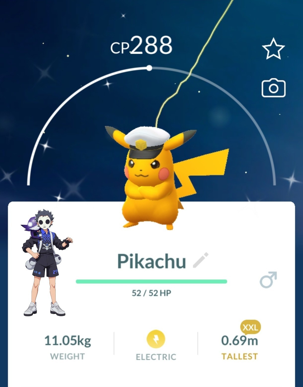 Shiny Pikachu Captain Hat XXL Go Pokemon Go – T- 20K or 1M Stardust