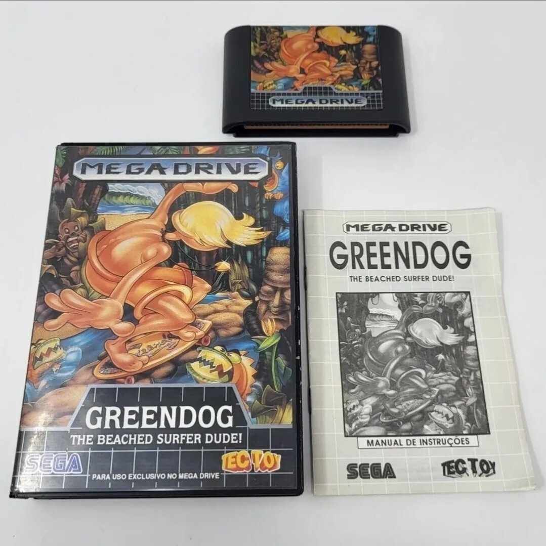 GREENDOG THE BEACHED SURFER DUDE TECTOY BRAZIL MEGA DRIVE COMPLETE IN BOX