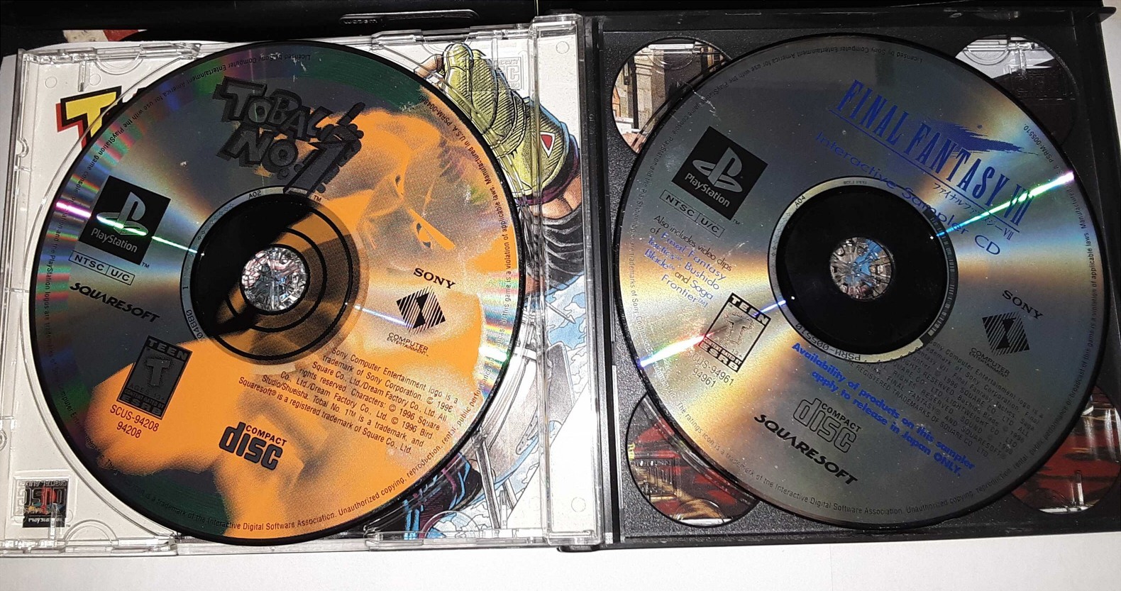 Tobal No. 1 (PlayStation 1, 1996) + Final Fantasy VII Sampler CD Jewel Case PS1
