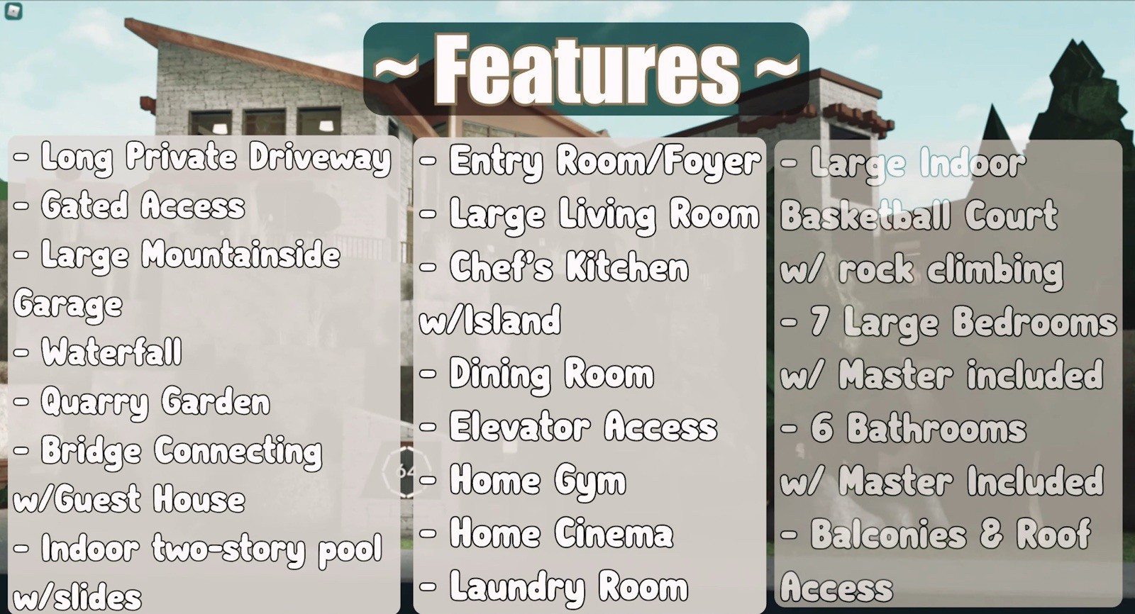 BLOXBURG MOUNTANSIDE MEGA MANSION.CHECK DESCRIPTION.FASTBUILDER AFFORDABLE PRICE