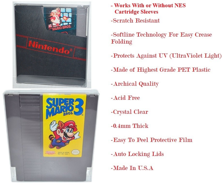 10 Plastic Protective Protector Cases Sleeve Display For Nintendo NES Cartridges