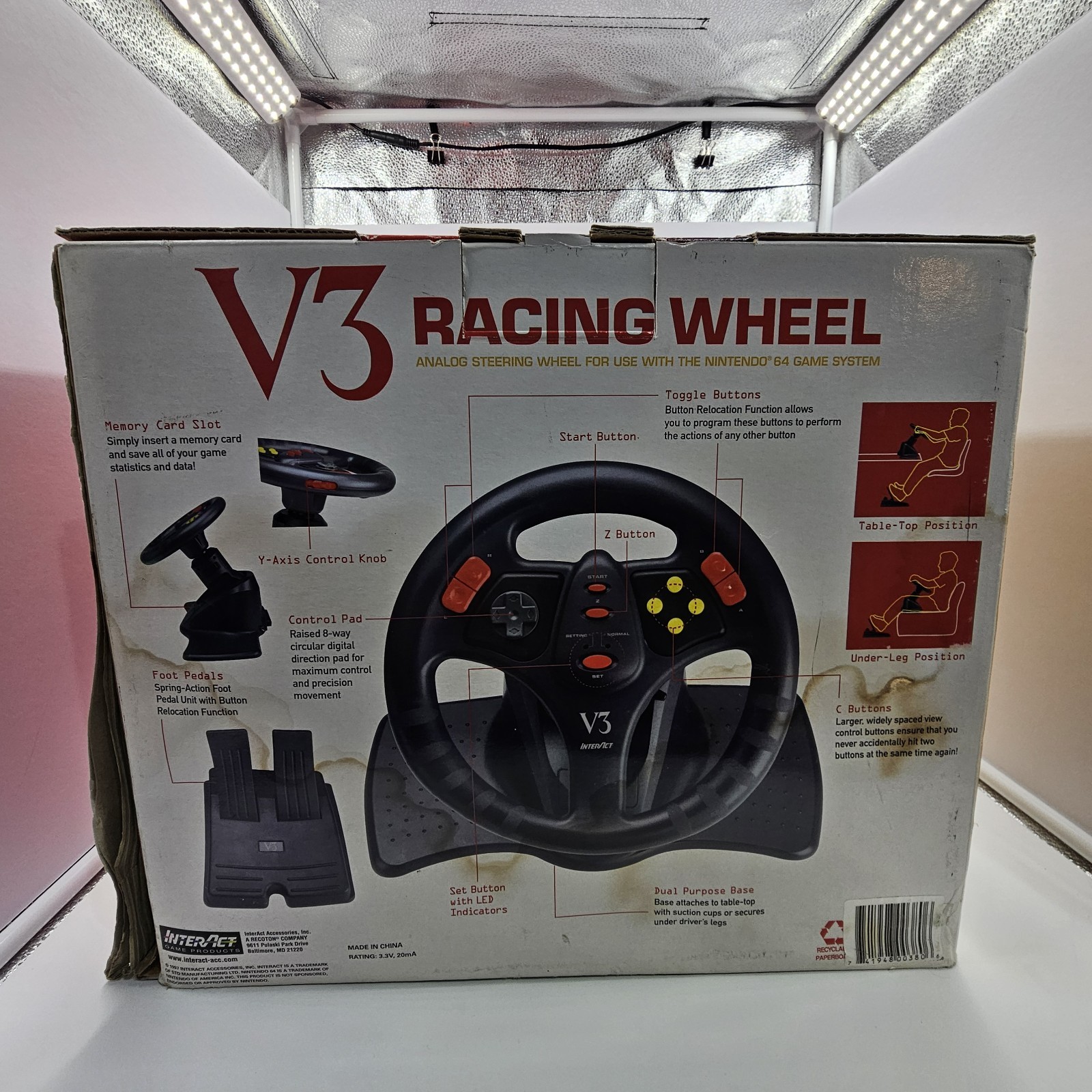 InterAct V3 FX Racing Wheel and Pedals SV-380 For Nintendo 64 N64