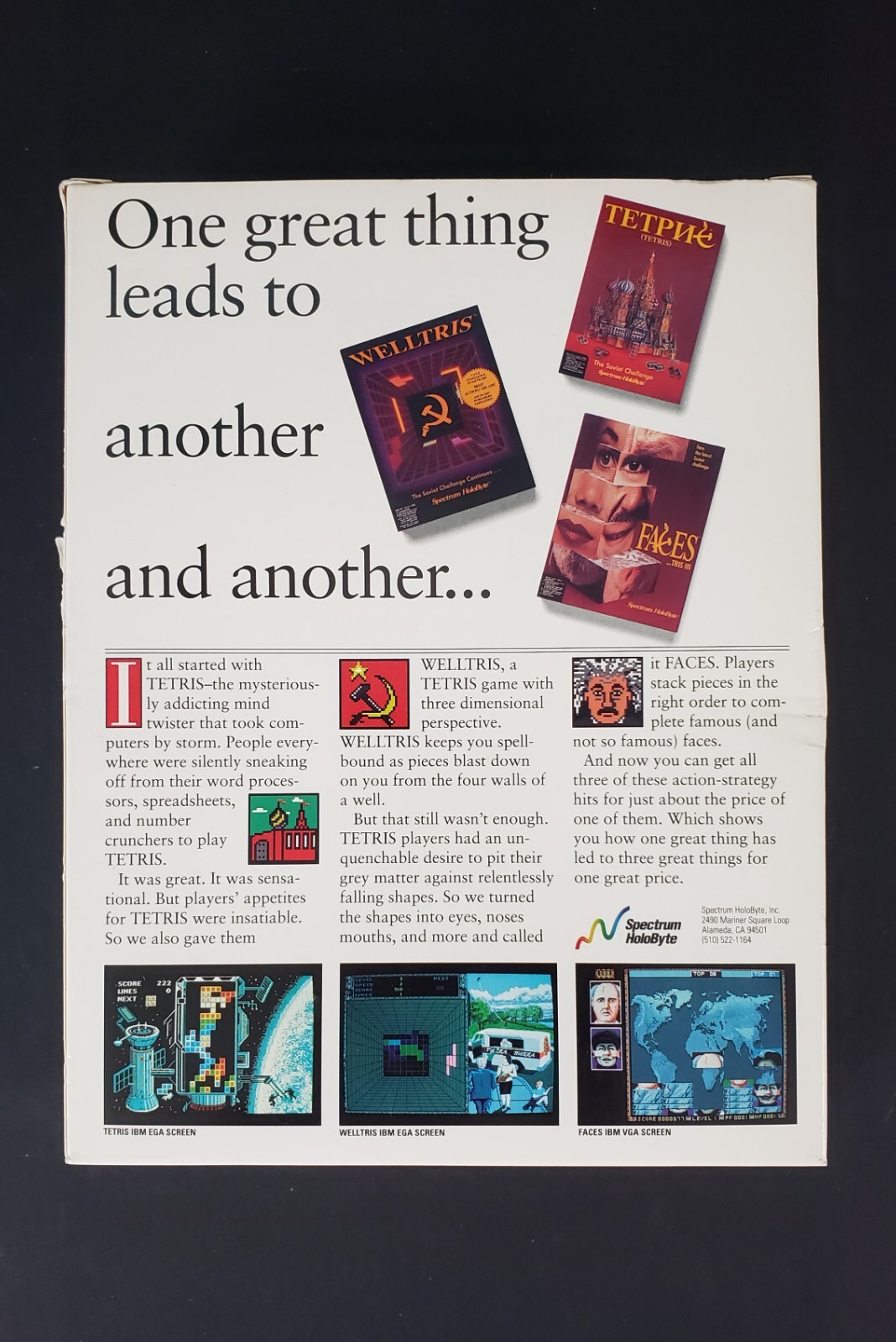 Tetris Trio Spectrum HoloByte IBM PC Video Game Welltris Faces 3.4″ & 5.2 Disks