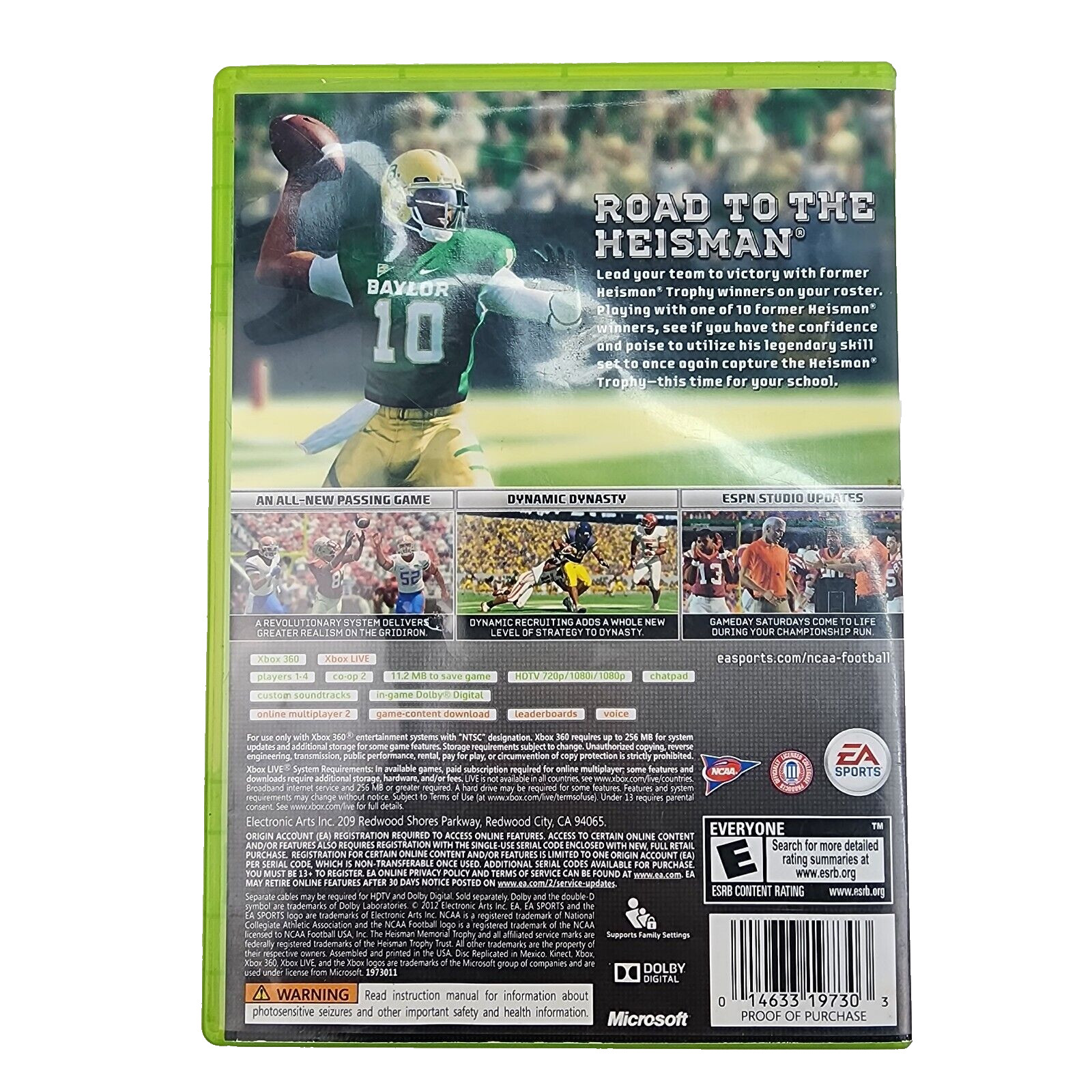 NCAA Football 13 (Microsoft Xbox 360, 2012) No Manual